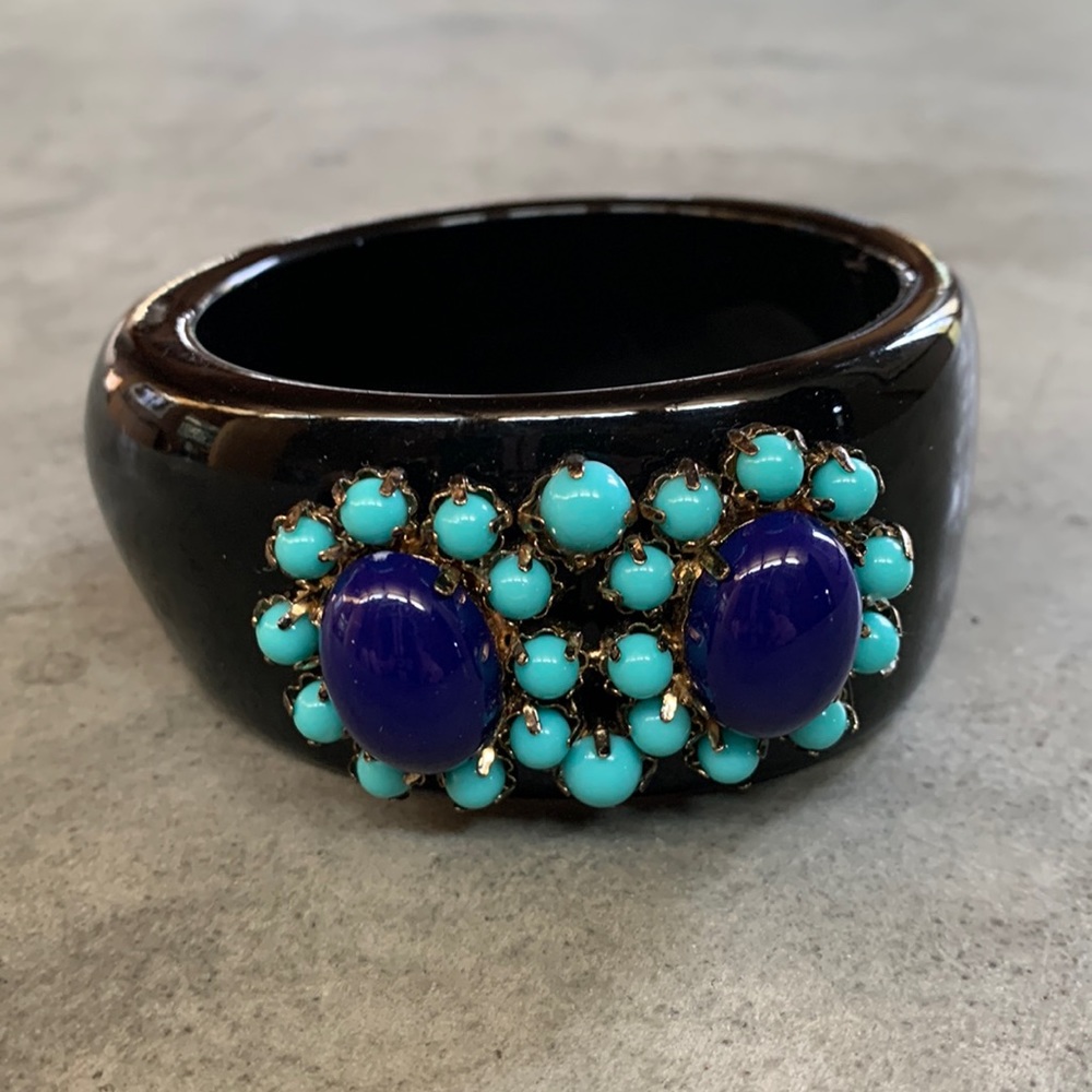 Black bangle bracelet with embellishments